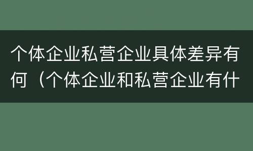 个体企业私营企业具体差异有何（个体企业和私营企业有什么区别和联系）