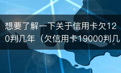 想要了解一下关于信用卡欠120判几年（欠信用卡19000判几年）