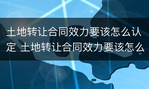 土地转让合同效力要该怎么认定 土地转让合同效力要该怎么认定才有效