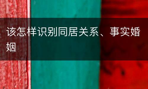 该怎样识别同居关系、事实婚姻