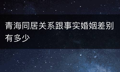 青海同居关系跟事实婚姻差别有多少