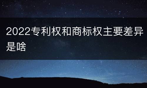 2022专利权和商标权主要差异是啥