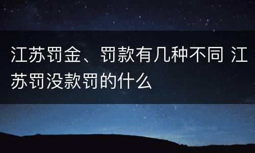 江苏罚金、罚款有几种不同 江苏罚没款罚的什么