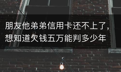 朋友他弟弟信用卡还不上了，想知道欠钱五万能判多少年