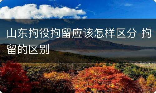 山东拘役拘留应该怎样区分 拘留的区别