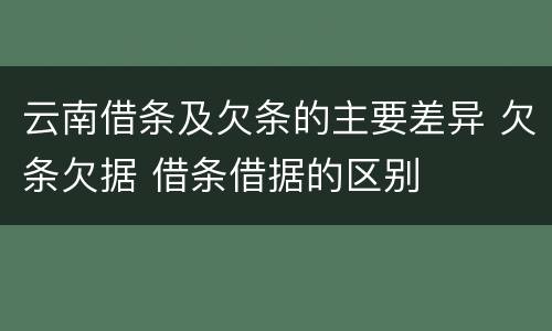 云南借条及欠条的主要差异 欠条欠据 借条借据的区别