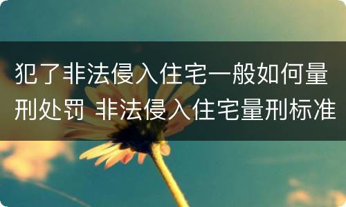 犯了非法侵入住宅一般如何量刑处罚 非法侵入住宅量刑标准