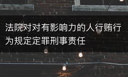 法院对对有影响力的人行贿行为规定定罪刑事责任