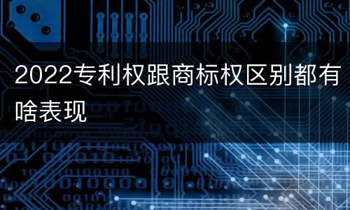 2022专利权跟商标权区别都有啥表现