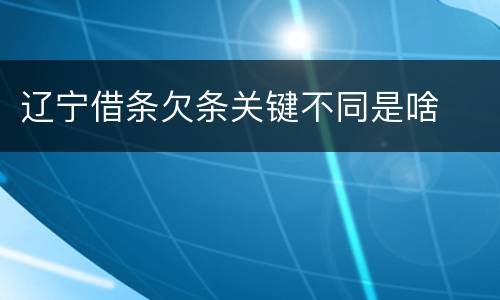 辽宁借条欠条关键不同是啥