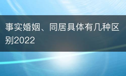 事实婚姻、同居具体有几种区别2022