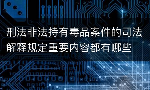 刑法非法持有毒品案件的司法解释规定重要内容都有哪些