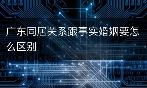 广东同居关系跟事实婚姻要怎么区别