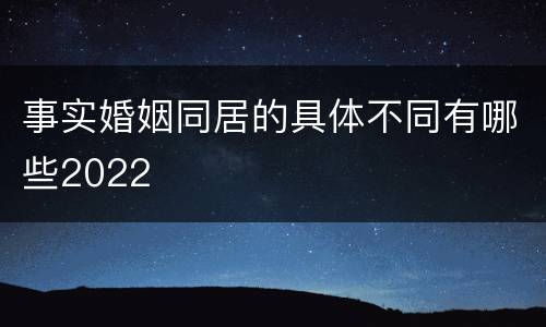 事实婚姻同居的具体不同有哪些2022