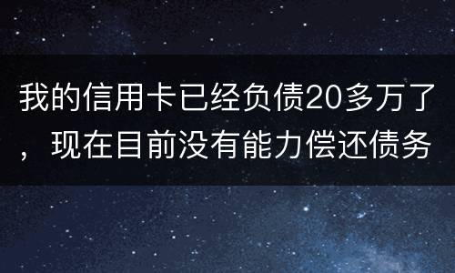 我的信用卡已经负债20多万了，现在目前没有能力偿还债务，请问可以申请破产吗