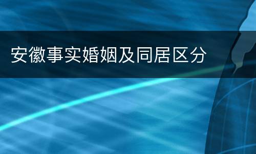 安徽事实婚姻及同居区分