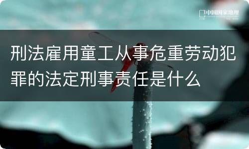 刑法雇用童工从事危重劳动犯罪的法定刑事责任是什么