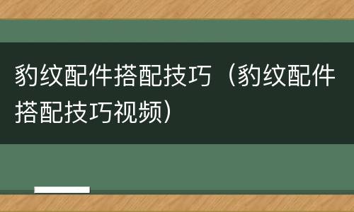 豹纹配件搭配技巧（豹纹配件搭配技巧视频）