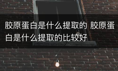 胶原蛋白是什么提取的 胶原蛋白是什么提取的比较好