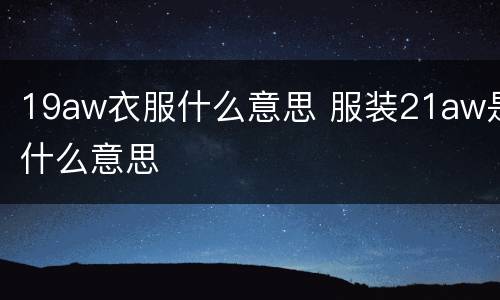 19aw衣服什么意思 服装21aw是什么意思