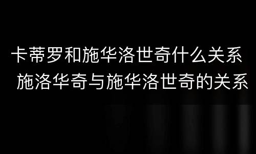 卡蒂罗和施华洛世奇什么关系 施洛华奇与施华洛世奇的关系