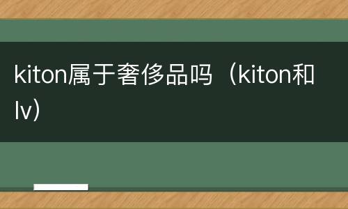 kiton属于奢侈品吗（kiton和lv）