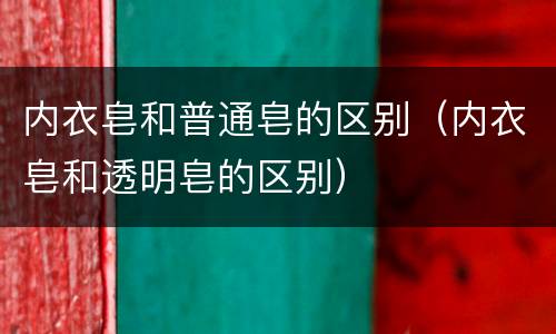 内衣皂和普通皂的区别（内衣皂和透明皂的区别）