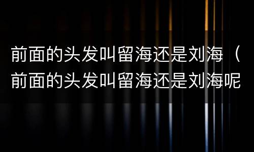 前面的头发叫留海还是刘海（前面的头发叫留海还是刘海呢）