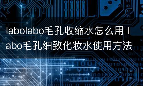 labolabo毛孔收缩水怎么用 labo毛孔细致化妆水使用方法