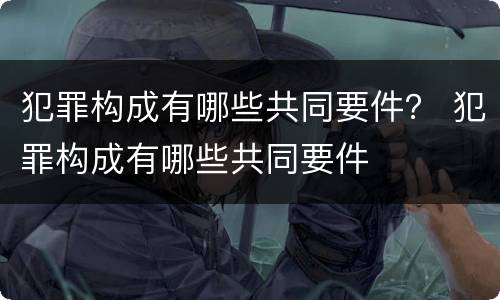 犯罪构成有哪些共同要件？ 犯罪构成有哪些共同要件