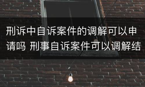 刑诉中自诉案件的调解可以申请吗 刑事自诉案件可以调解结案吗