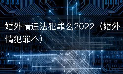 婚外情违法犯罪么2022（婚外情犯罪不）