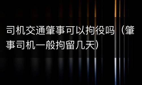 司机交通肇事可以拘役吗（肇事司机一般拘留几天）