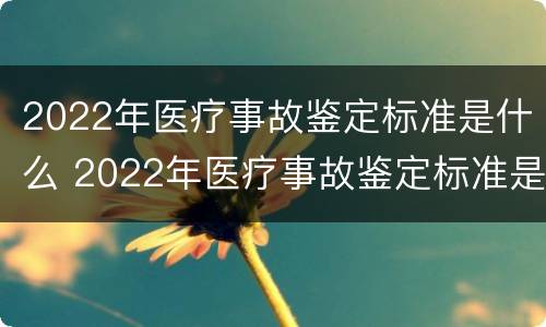 2022年医疗事故鉴定标准是什么 2022年医疗事故鉴定标准是什么呢