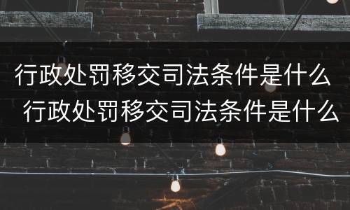 行政处罚移交司法条件是什么 行政处罚移交司法条件是什么呢