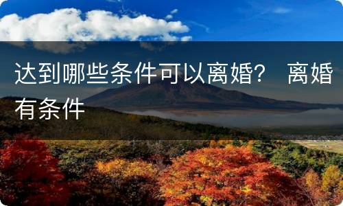 达到哪些条件可以离婚？ 离婚有条件