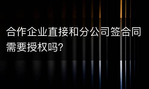 合作企业直接和分公司签合同需要授权吗？