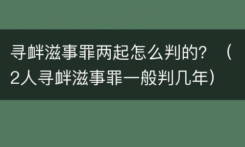 寻衅滋事罪两起怎么判的？（2人寻衅滋事罪一般判几年）