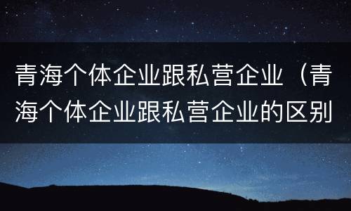 青海个体企业跟私营企业（青海个体企业跟私营企业的区别）