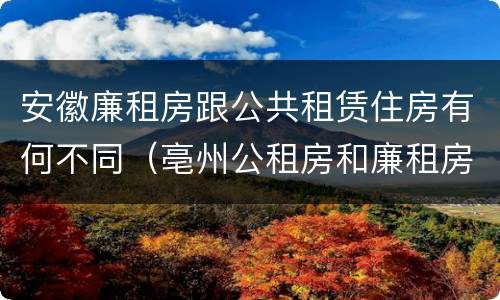 安徽廉租房跟公共租赁住房有何不同（亳州公租房和廉租房）