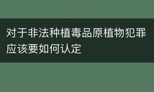 对于非法种植毒品原植物犯罪应该要如何认定