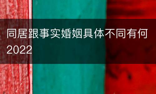 同居跟事实婚姻具体不同有何2022