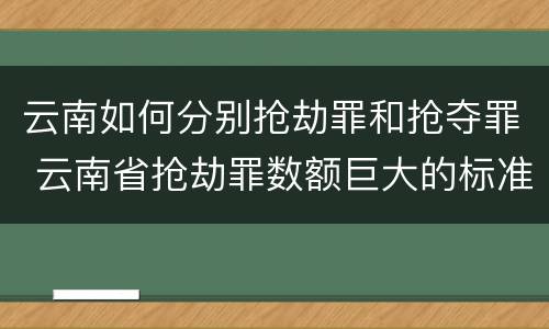 云南如何分别抢劫罪和抢夺罪 云南省抢劫罪数额巨大的标准