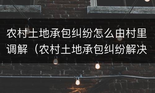 农村土地承包纠纷怎么由村里调解（农村土地承包纠纷解决的主要途径有哪些）