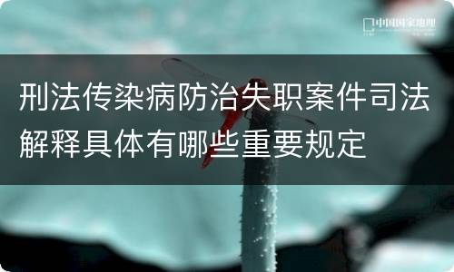 刑法传染病防治失职案件司法解释具体有哪些重要规定