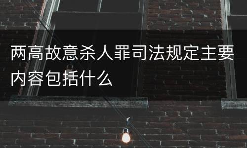 两高故意杀人罪司法规定主要内容包括什么