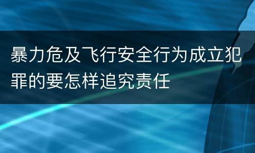 暴力危及飞行安全行为成立犯罪的要怎样追究责任