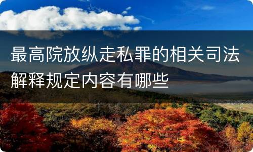 最高院放纵走私罪的相关司法解释规定内容有哪些