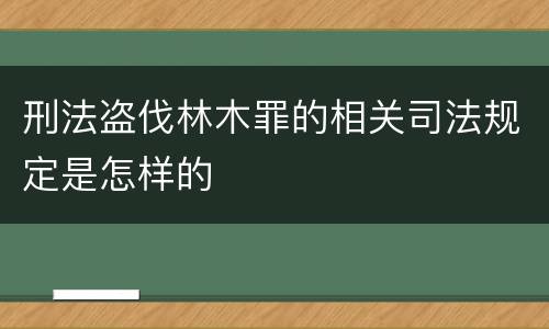 刑法盗伐林木罪的相关司法规定是怎样的