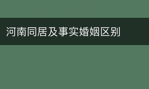 河南同居及事实婚姻区别